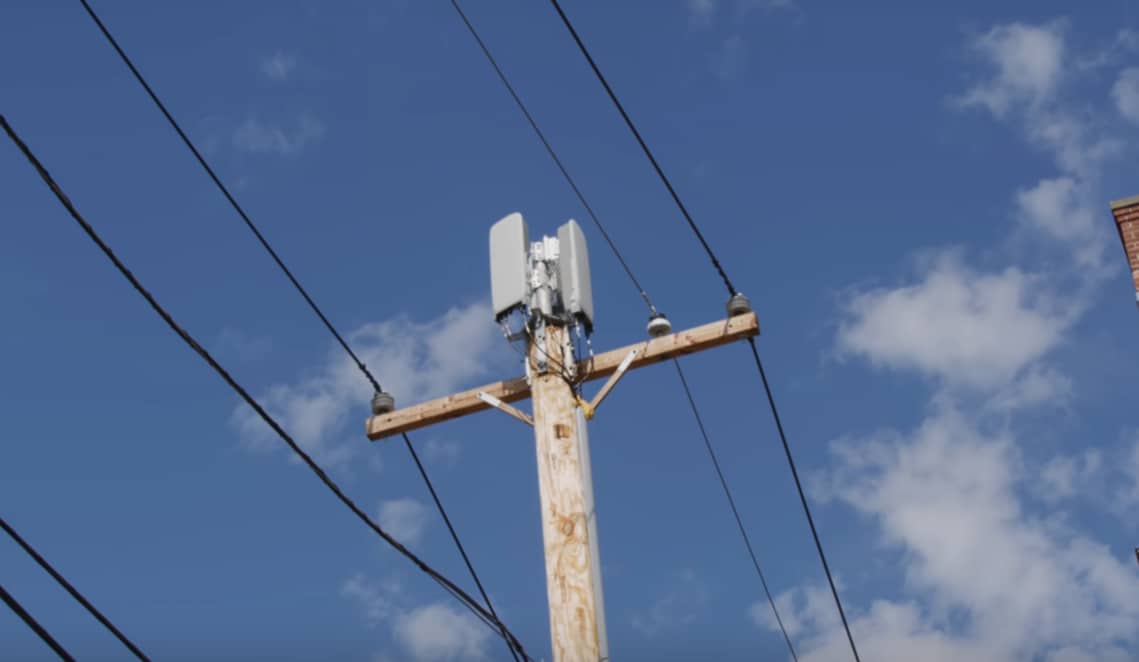 5G nodes at a tower in Rhode Islang, US.